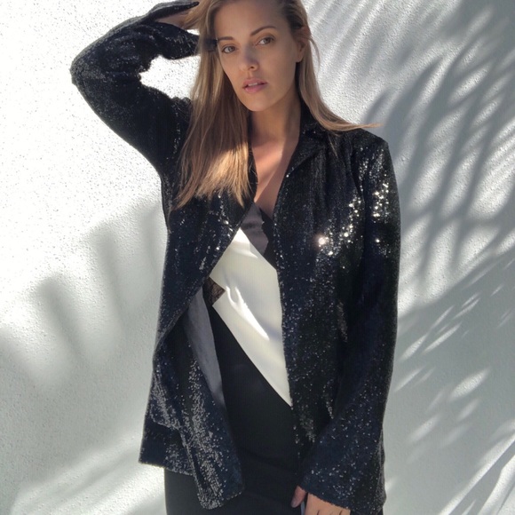 A.L.C. Quincy black sequin open jacket - Picture 5 of 12